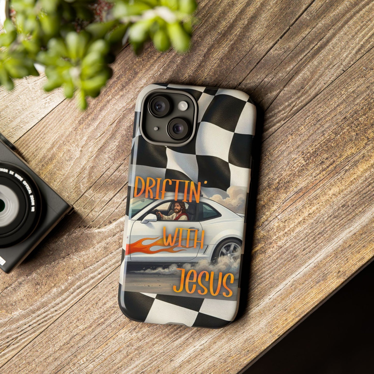 Phone Case — "Driftin' with Jesus" Racing Flag Design- iPhone