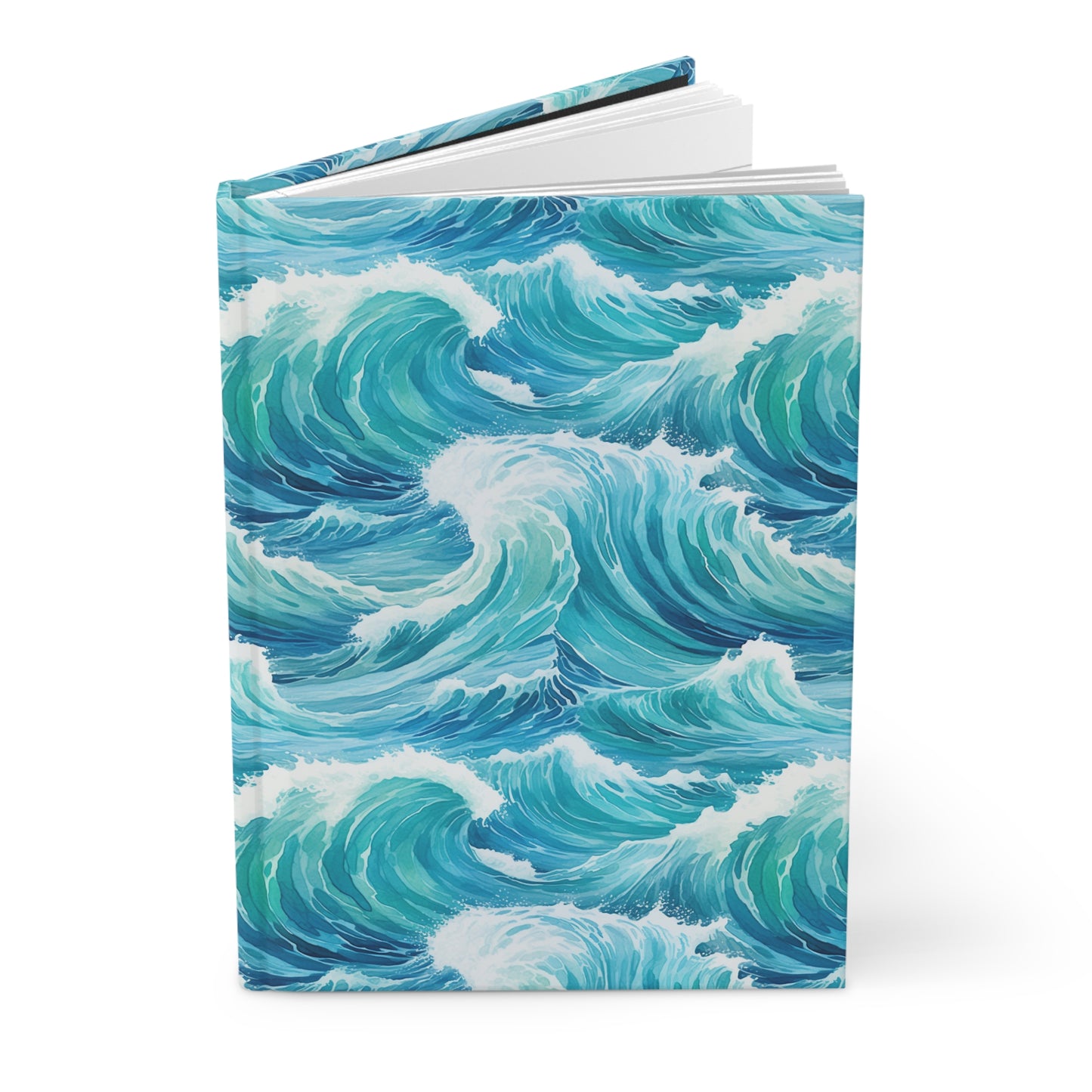 Ocean Waves Hardcover Journal — Nautical Wave Pattern Matte Notebook
