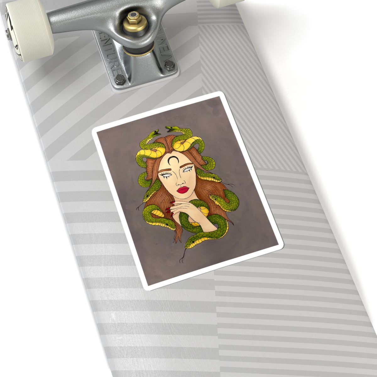 Medusa Portrait Sticker — Vintage Snake Goddess Kiss-Cut Sticker