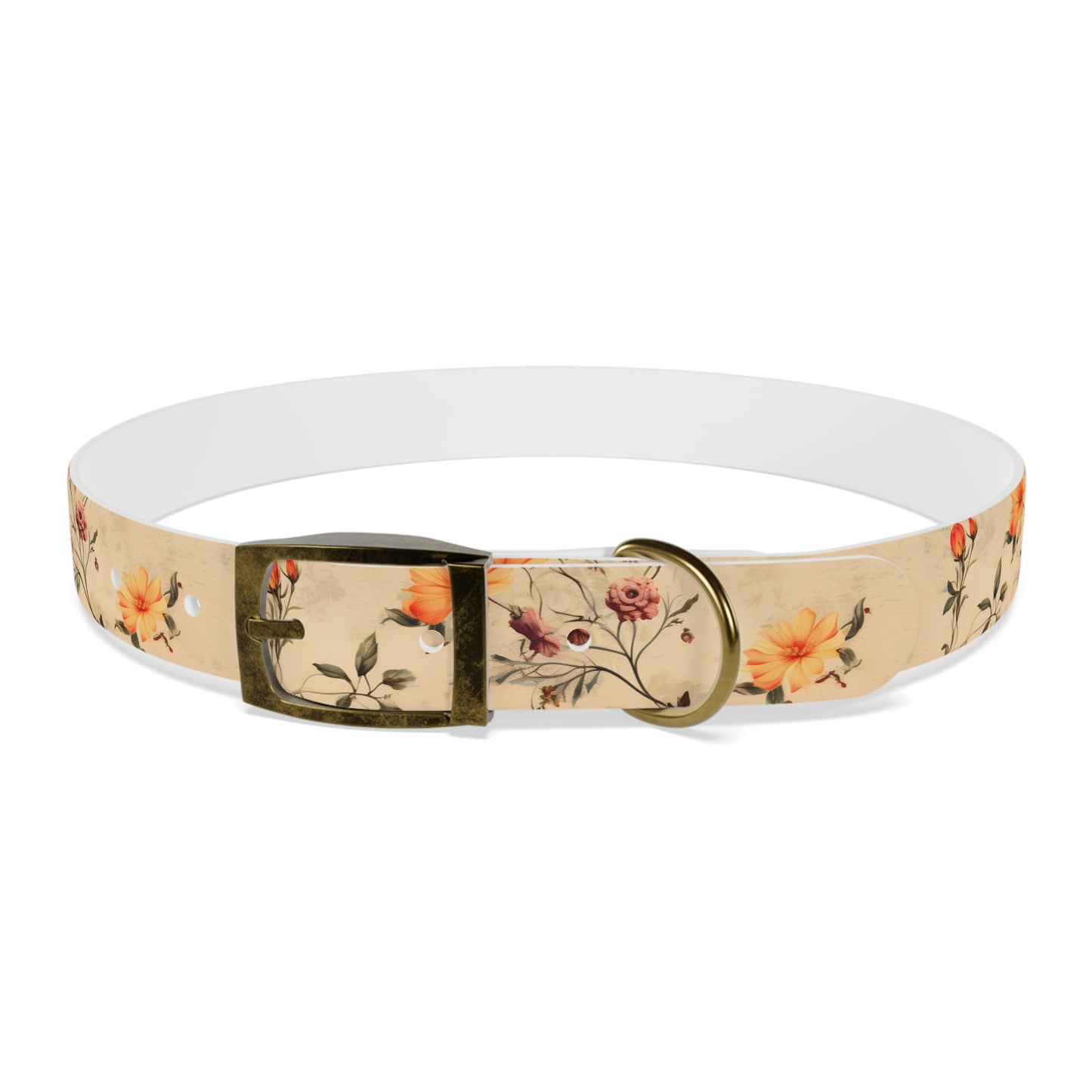 Floral Vintage Dog Collar – Peach Rose Print Pet Collar