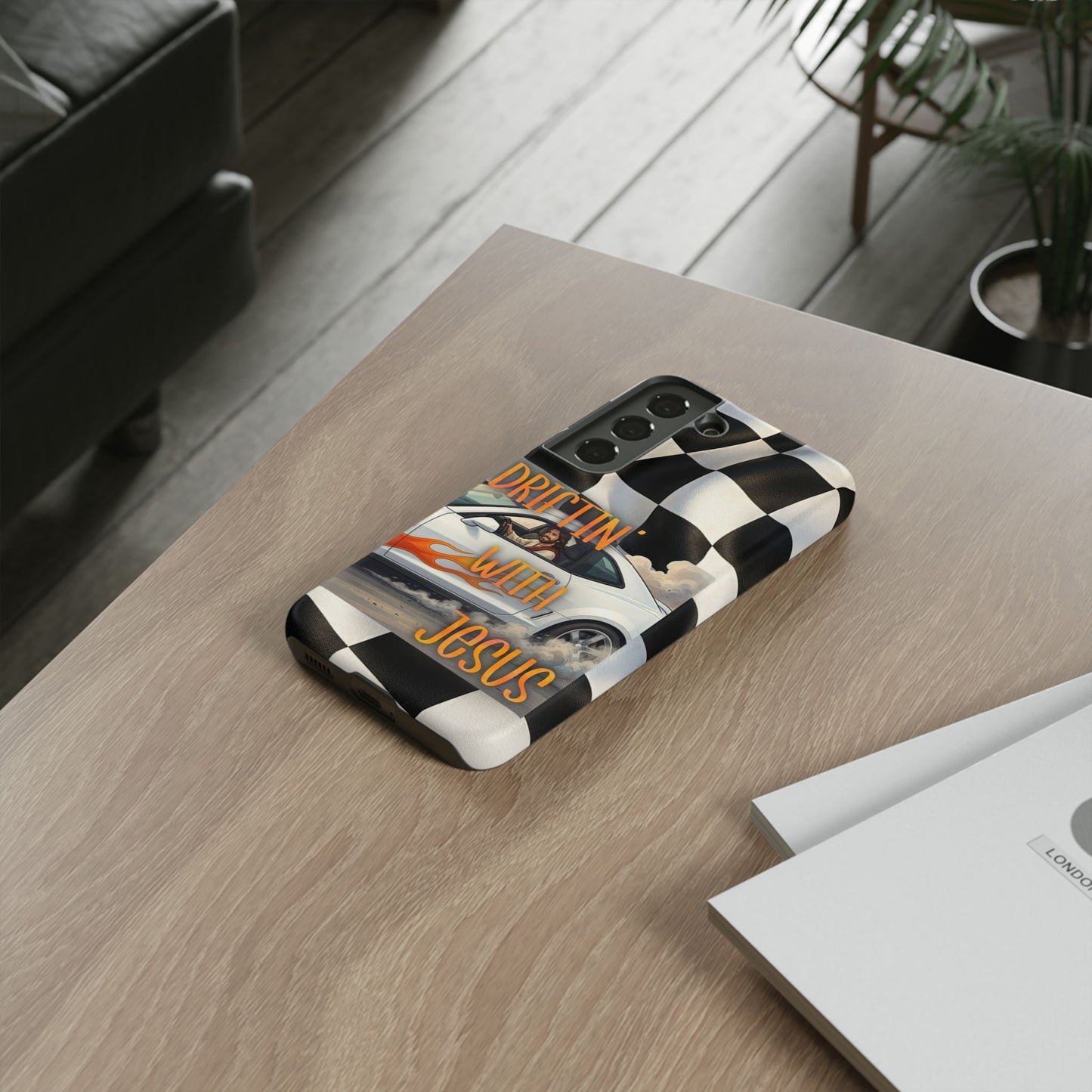 Phone Case — "Driftin' With Jesus" Racing Crosscheck Design - Samsung/ Google phones