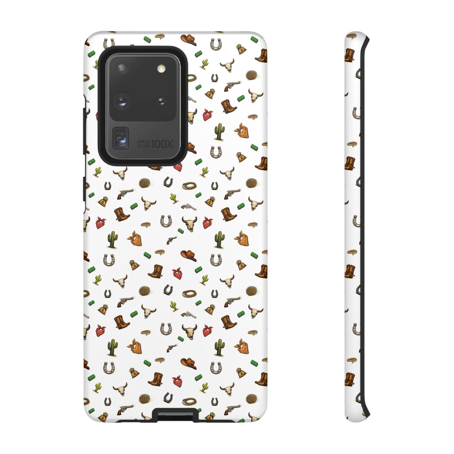 Western Pattern Phone Case — Cowboy Boots, Hats, Horseshoes & Cactus Tough Case