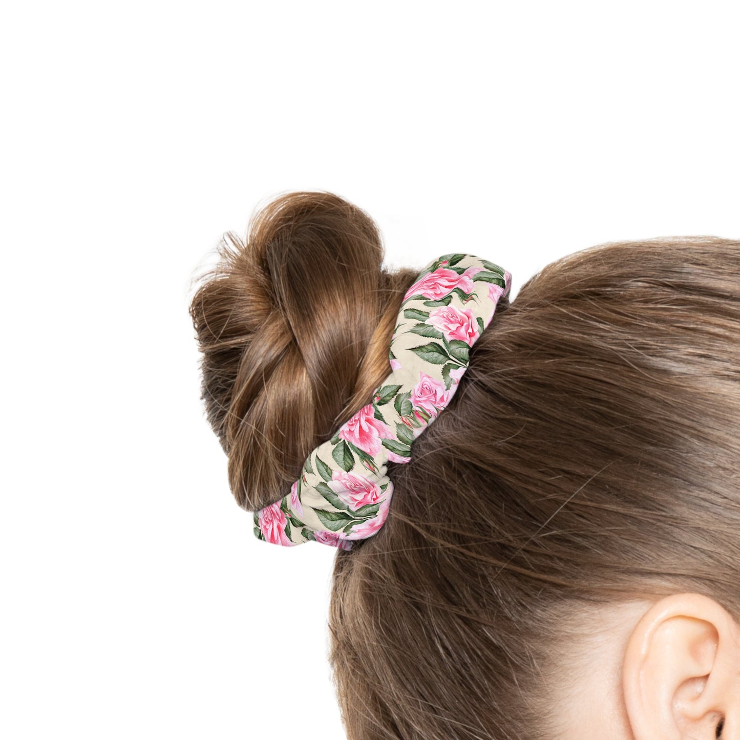 Floral Pink Peony Scrunchie — Vintage Garden Hair Accessory