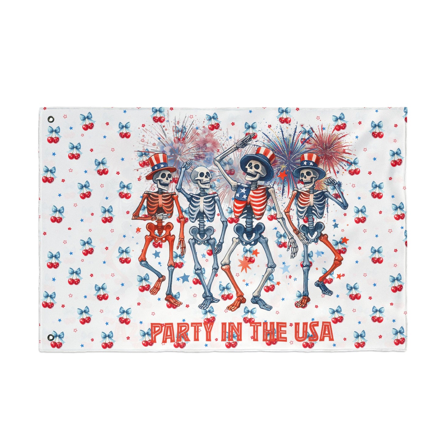 Party in the USA Skeletons Double-Sided Flag — 4th of July Patriotic Decor