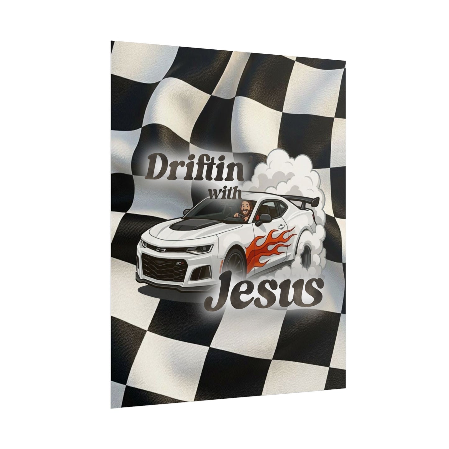 Rolled Poster — "Driftin' with Jesus" Racing Car Wall Art