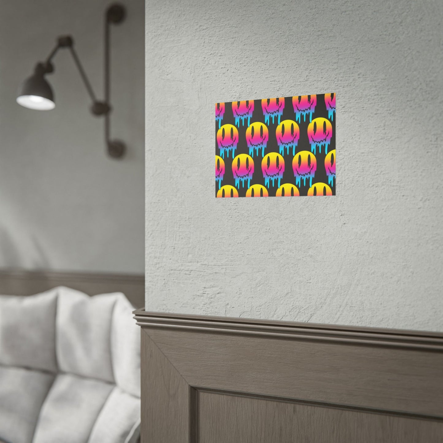 Neon Drip Smiley Poster
