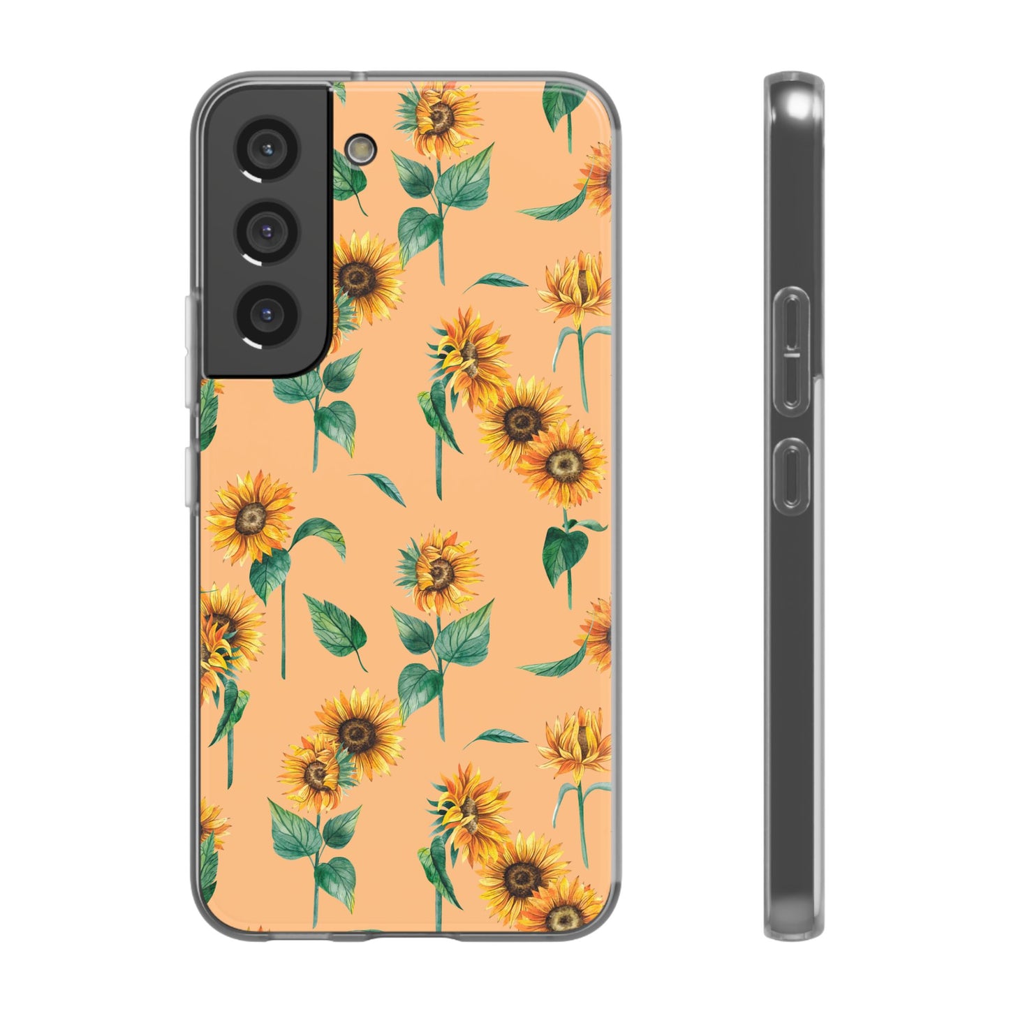 Sunflower Pattern Phone Case — Floral Peach Slim Flexi Case
