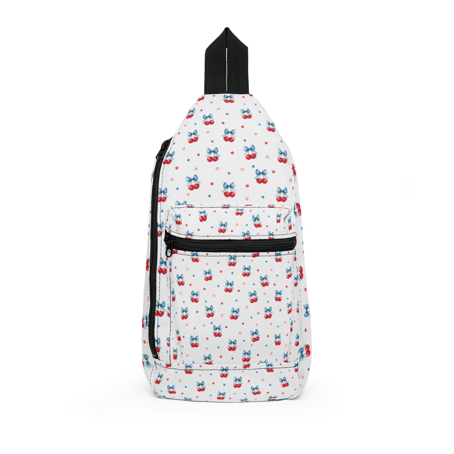 Cute Red & Blue cherry Pattern Sling Bag – Lightweight Crossbody Backpack