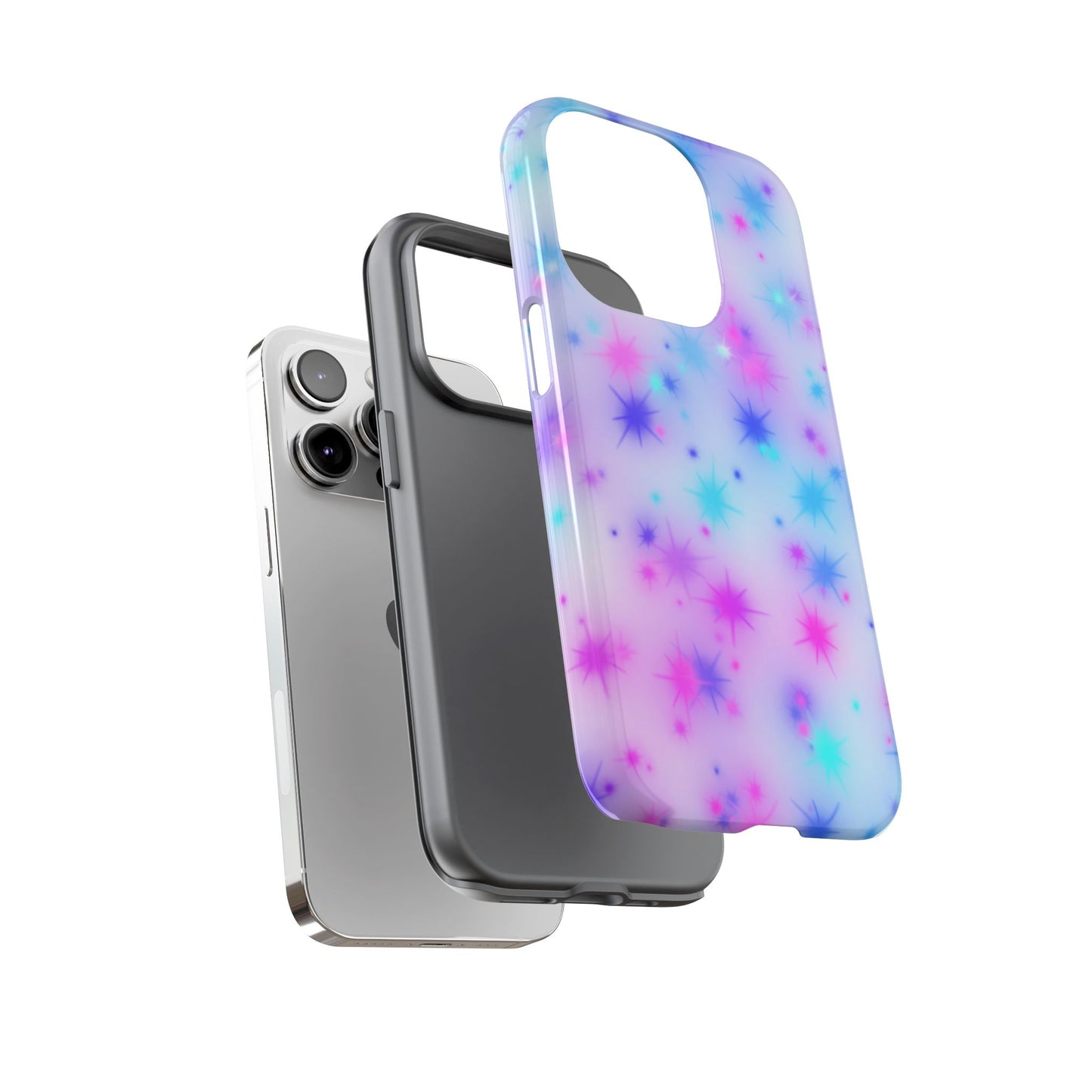 Galaxy Starburst Tough Phone Case — Pastel Pink & Blue Sparkle Protective Cover