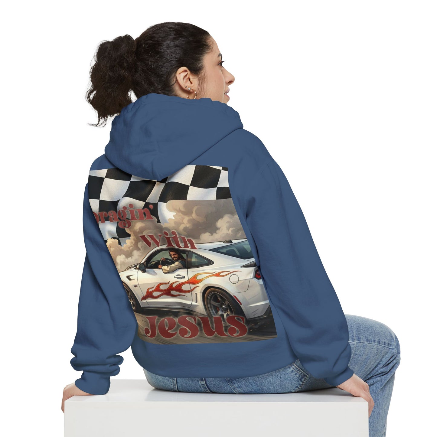 Dragin with Jesus Hoodie — Small Chest Print