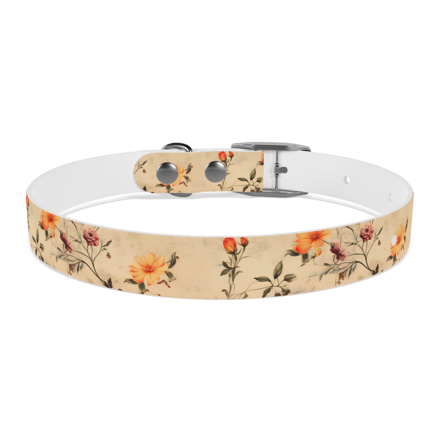 Floral Vintage Dog Collar – Peach Rose Print Pet Collar