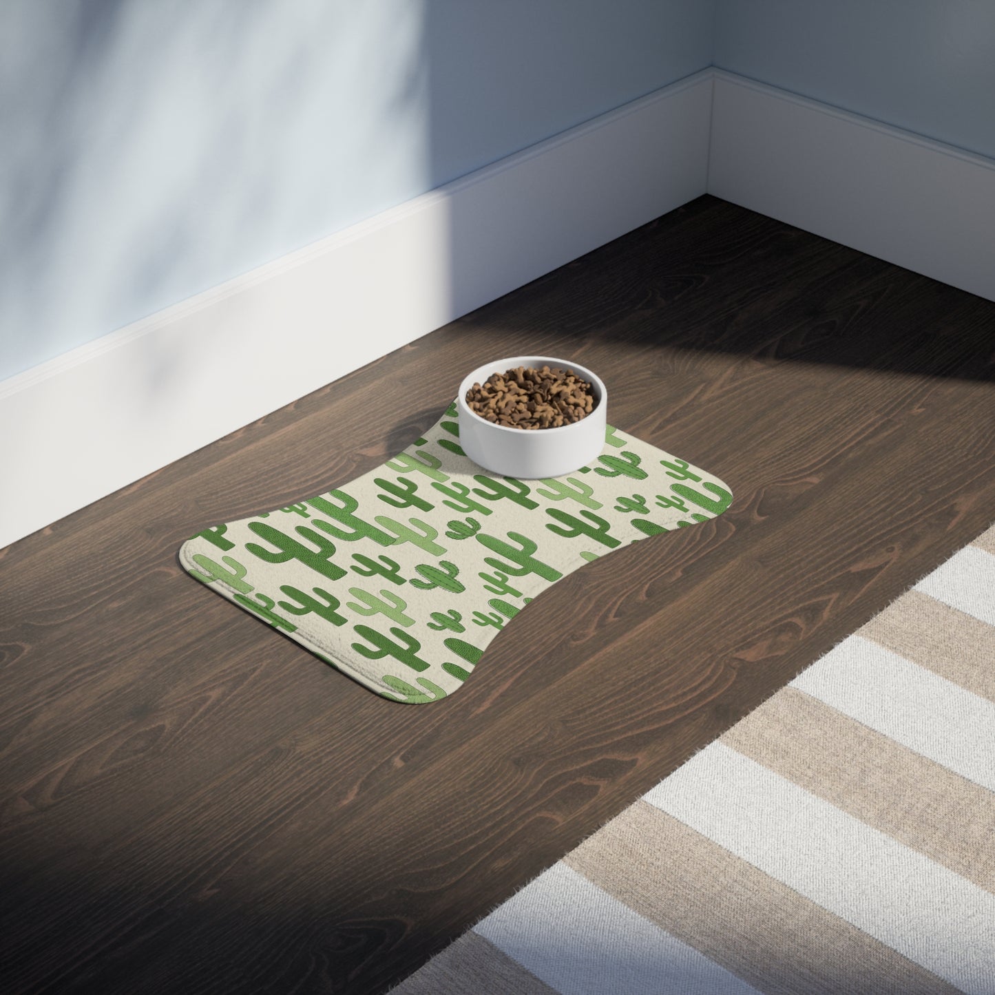 Cactus Pattern Pet Feeding Mat — Non-Slip Dog & Cat Bowl Placemat
