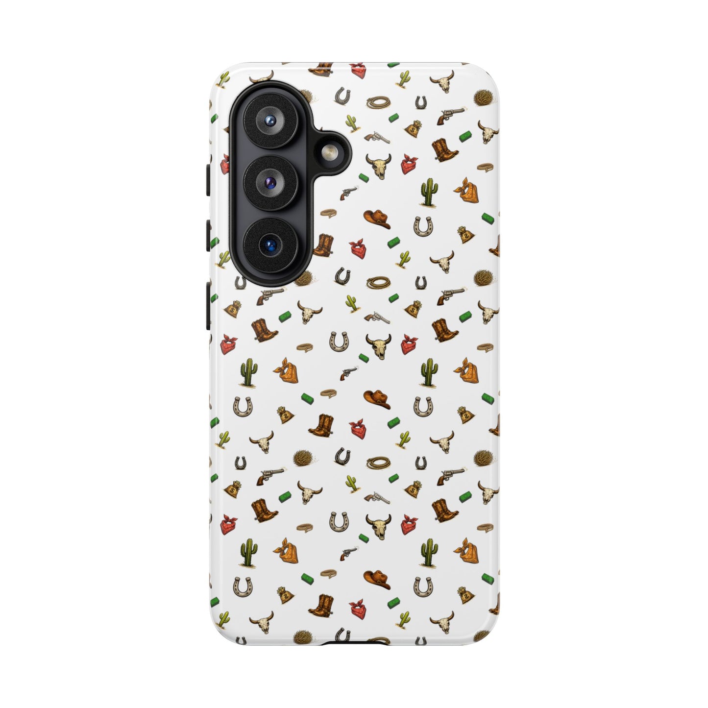 Western Pattern Phone Case — Cowboy Boots, Hats, Horseshoes & Cactus Tough Case