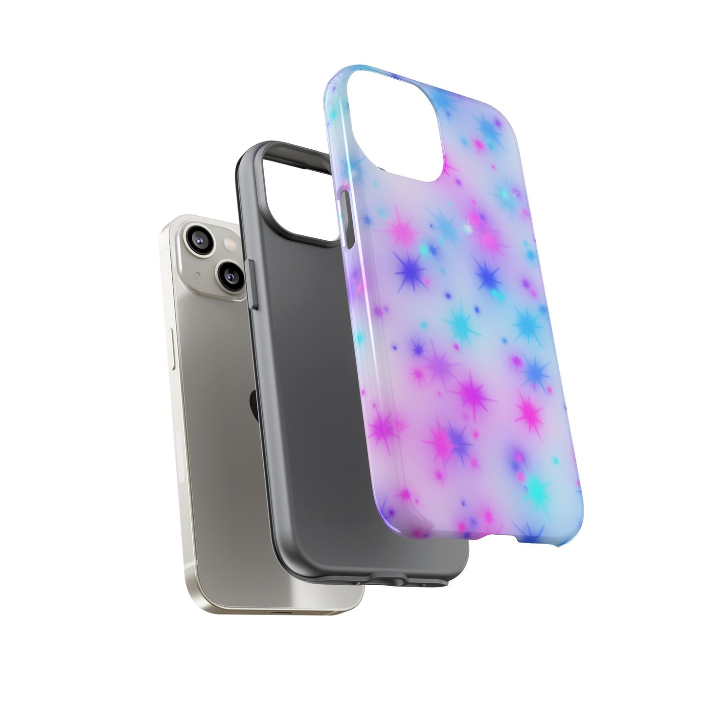 Galaxy Starburst Tough Phone Case — Pastel Pink & Blue Sparkle Protective Cover