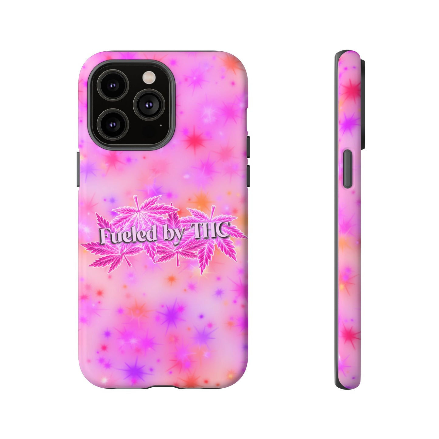 Fueled by THC Phone Case — Pink Cannabis Leaf Protective Case