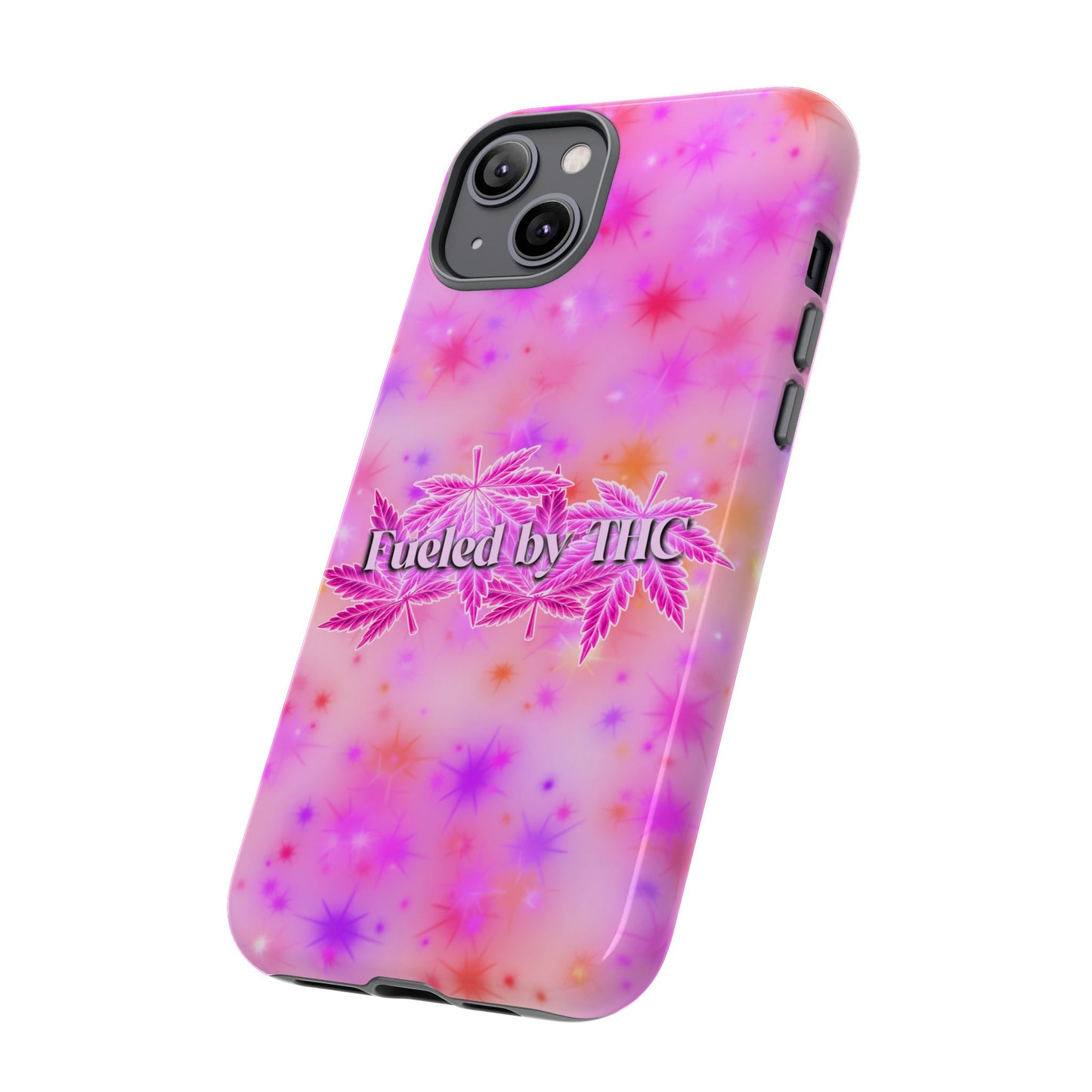 Fueled by THC Phone Case — Pink Cannabis Leaf Protective Case
