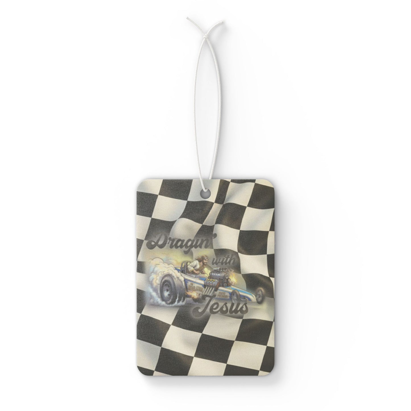Racing Checkered 'dragin with Jesus' Car Air Freshener