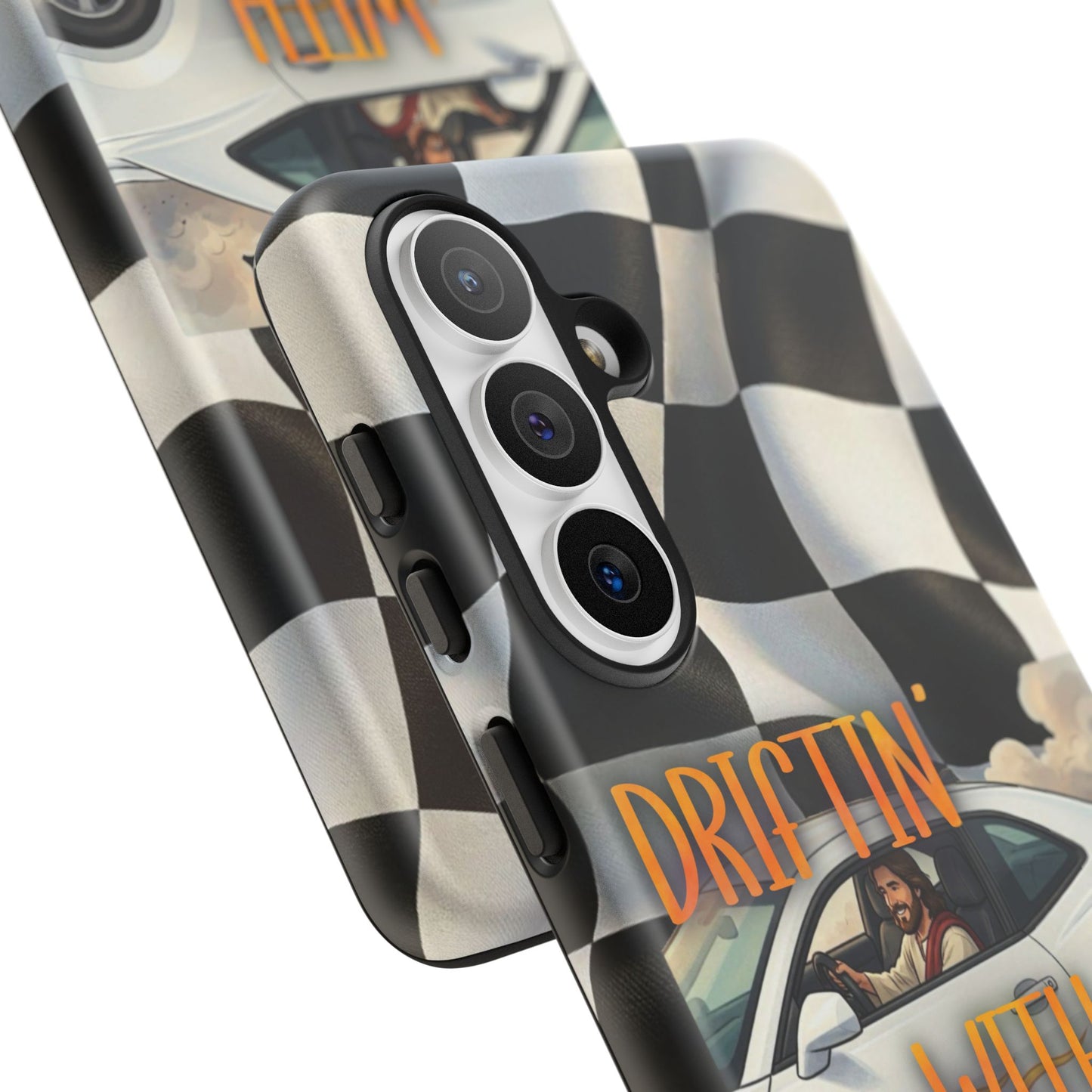 Phone Case — "Driftin' With Jesus" Racing Crosscheck Design - Samsung/ Google phones