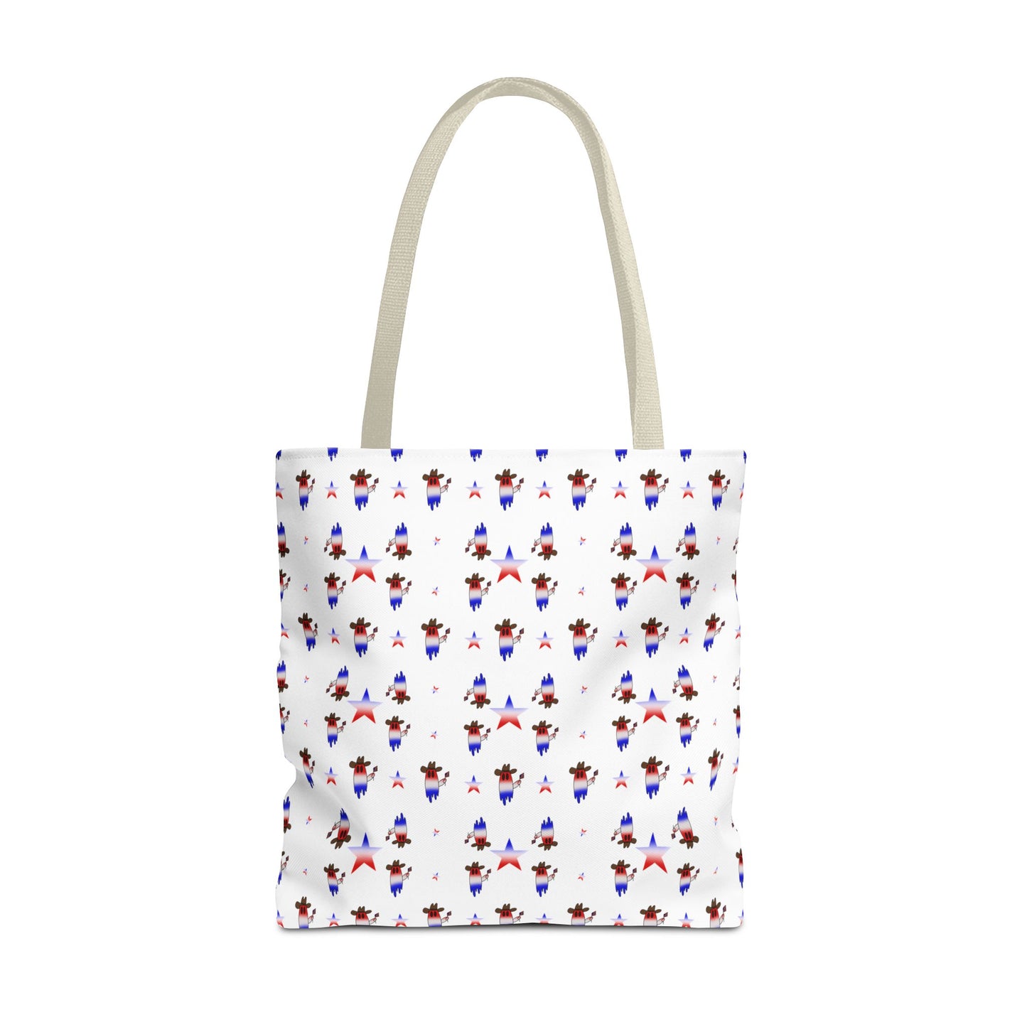 Patriotic Ghost Pattern Tote Bag – Red White Blue All-Over Print