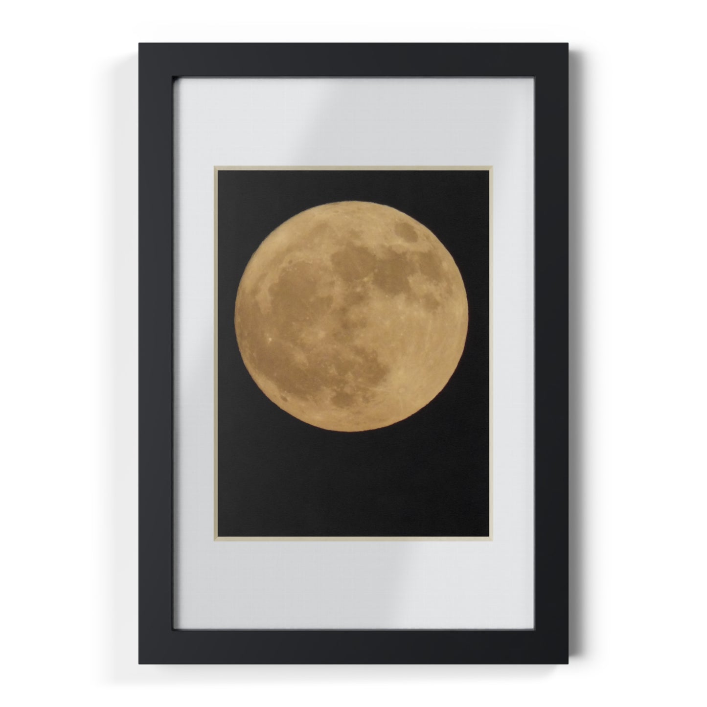 Moon Print Framed Poster — Gold Lunar Art in Black Frame