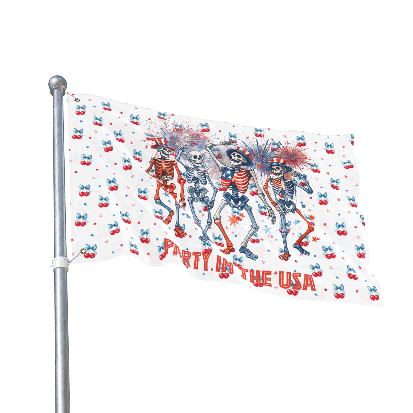 Party in the USA Skeletons Double-Sided Flag — 4th of July Patriotic Decor