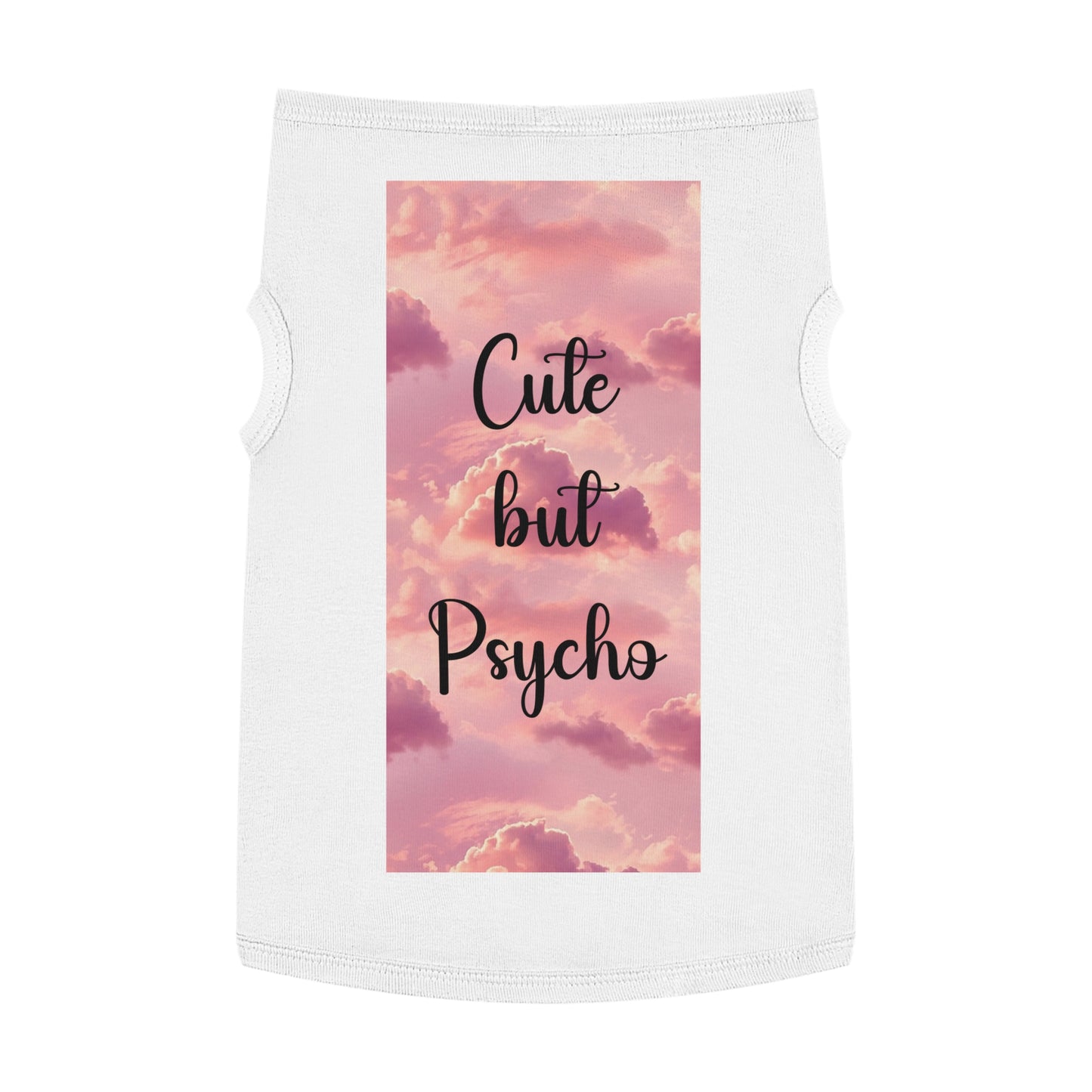 Pet Tank Top - "Cute But Psycho" Pink Cloud Graphic