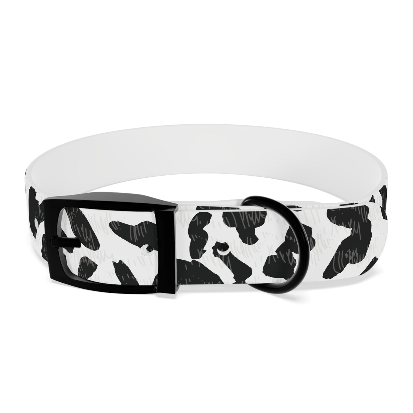 Cow Print Dog Collar — Black & White Spot Pattern