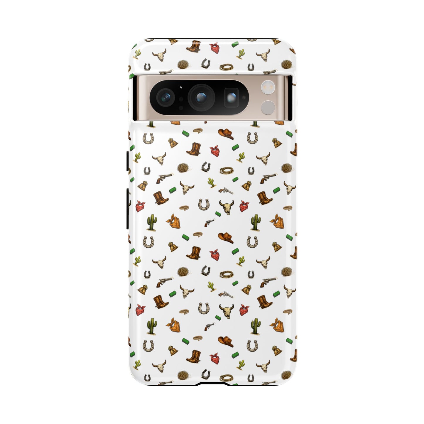 Western Pattern Phone Case — Cowboy Boots, Hats, Horseshoes & Cactus Tough Case