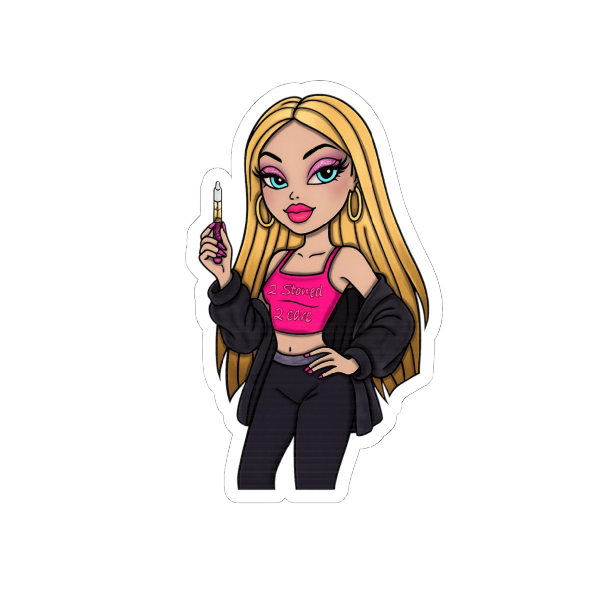 Blonde Bombshell Cosmetic Girl Kiss-Cut Sticker
