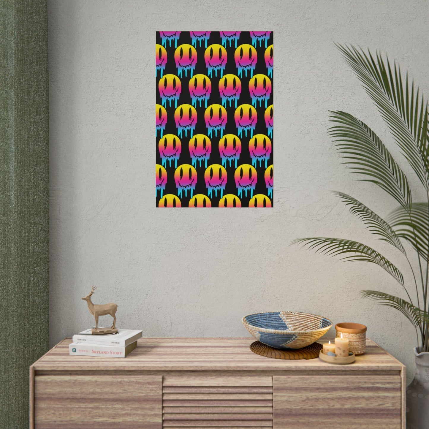 Neon Drip Smiley Poster