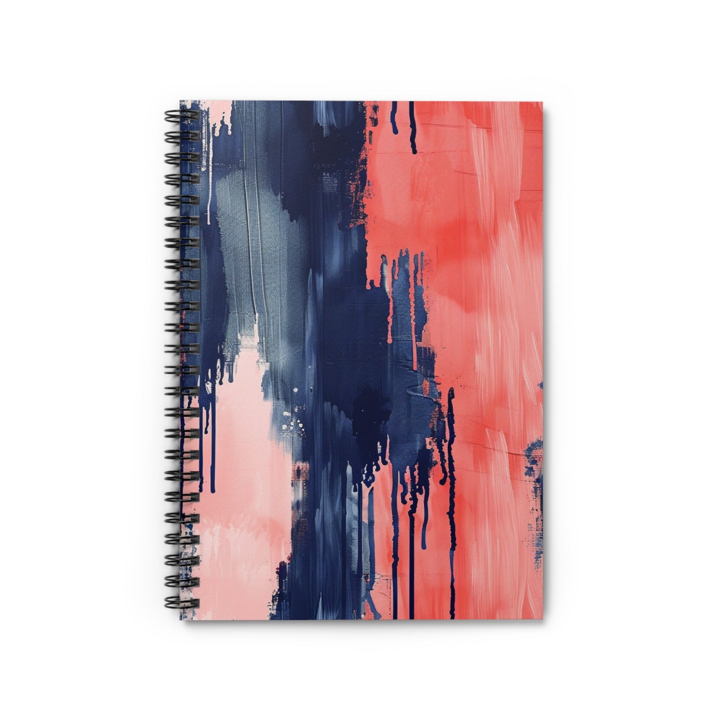Abstract Coral & Navy Spiral Notebook — Ruled Journal for Notes, Sketches & Gifts