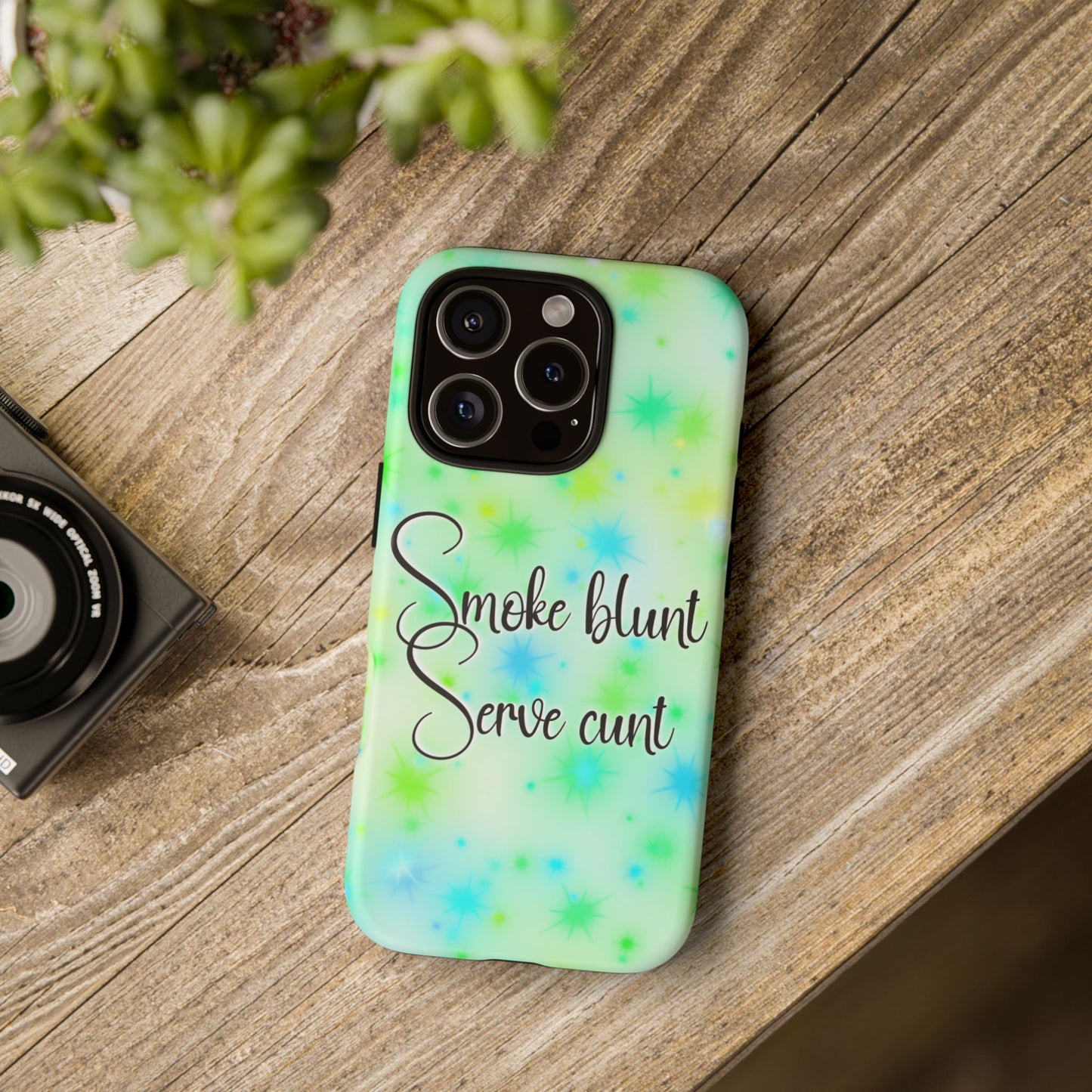 Phone Case — "Smoke blunt, Serve cunt" Green Starburst Tough Case