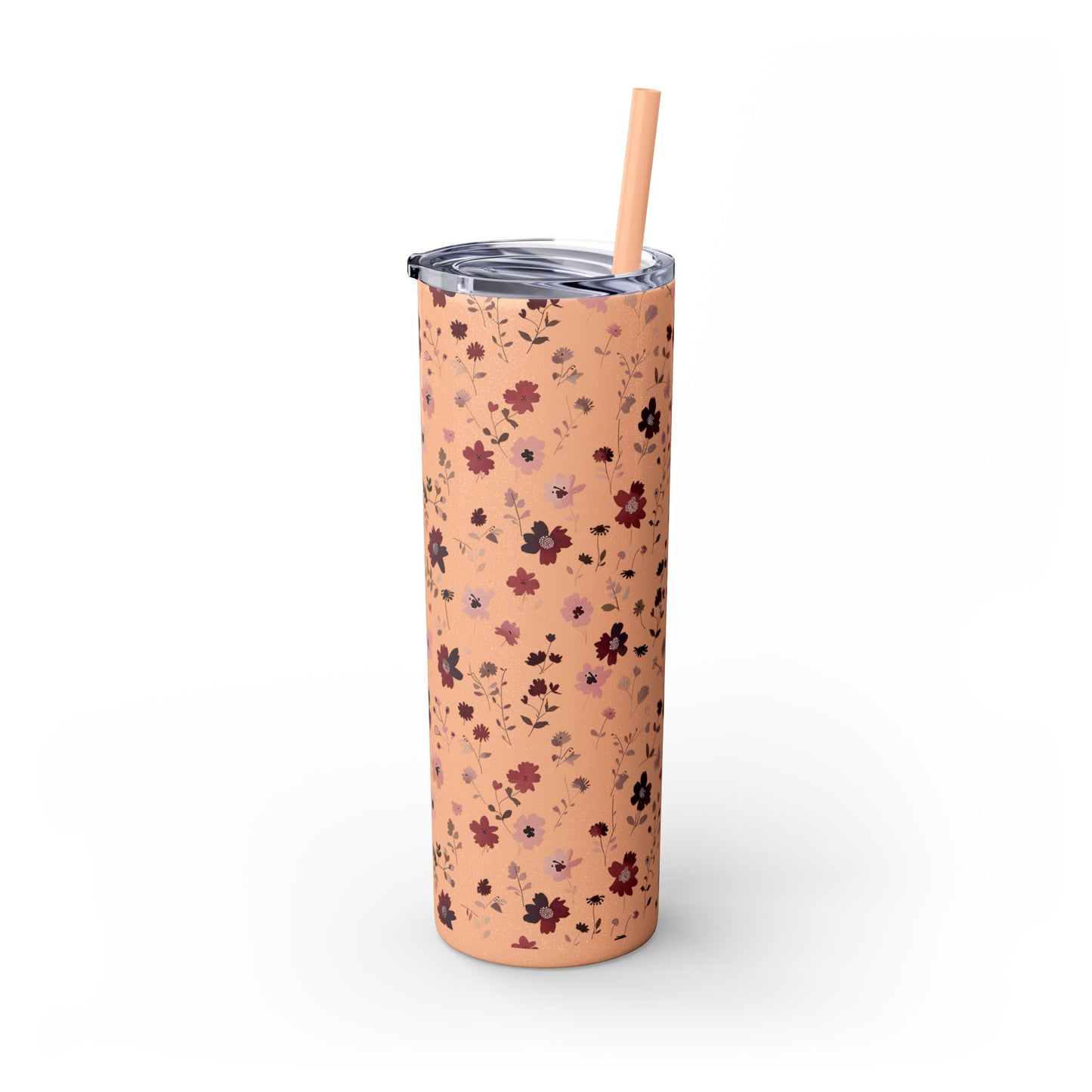 Floral Skinny Tumbler 20oz – Pink Blossom Straw Cup