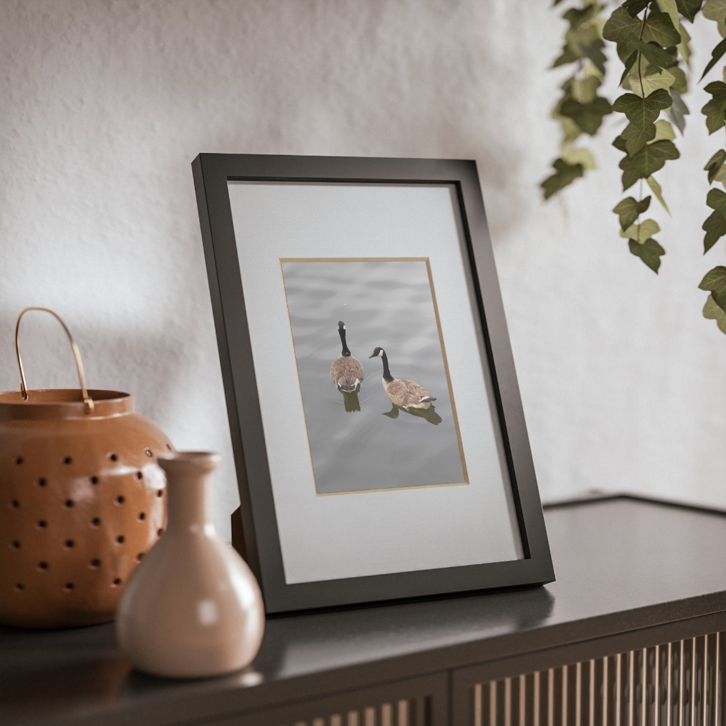 Black Framed Goose Photo Print — Minimal Wildlife Wall Art
