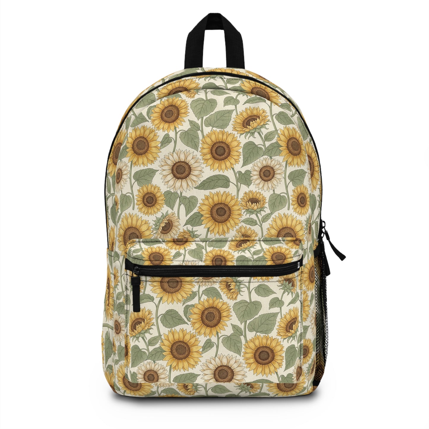 Sunflower Pattern Backpack — Vintage Floral School & Travel Bag
