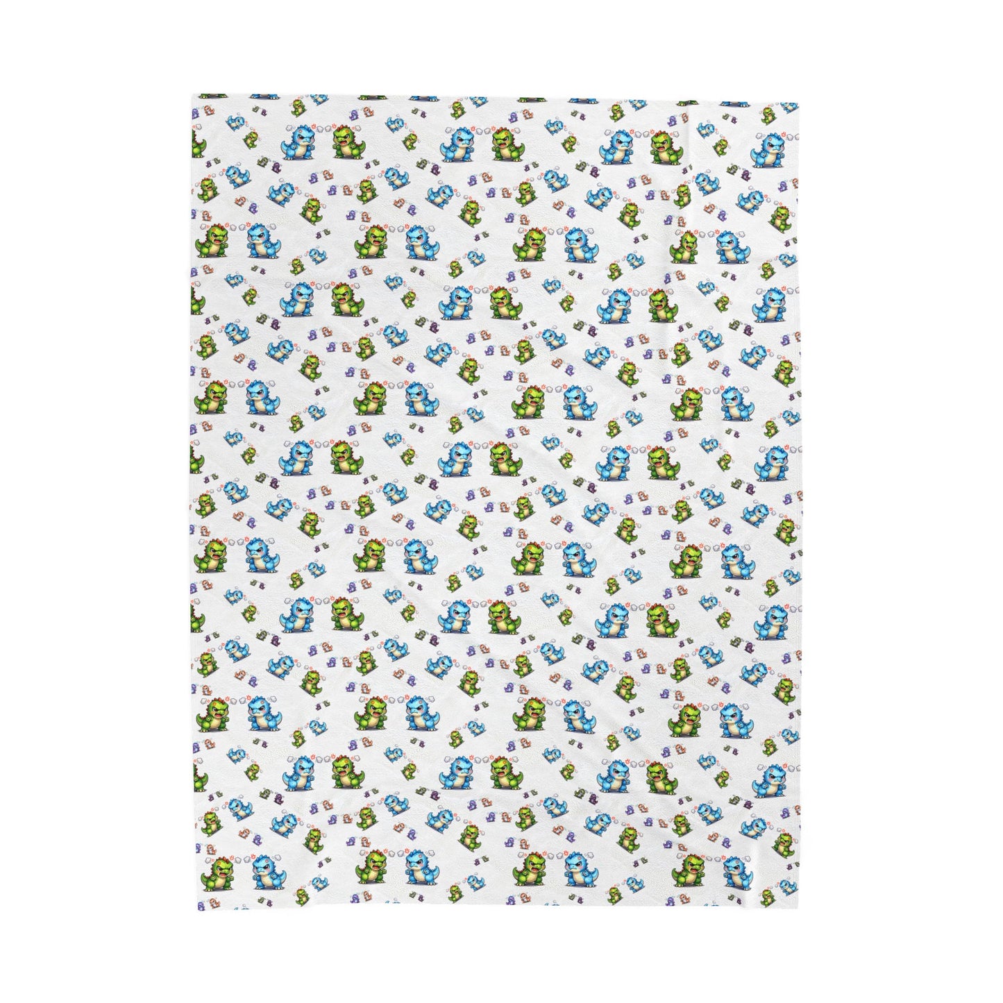 Plush Blanket — Cute Dino Pattern Velveteen Throw