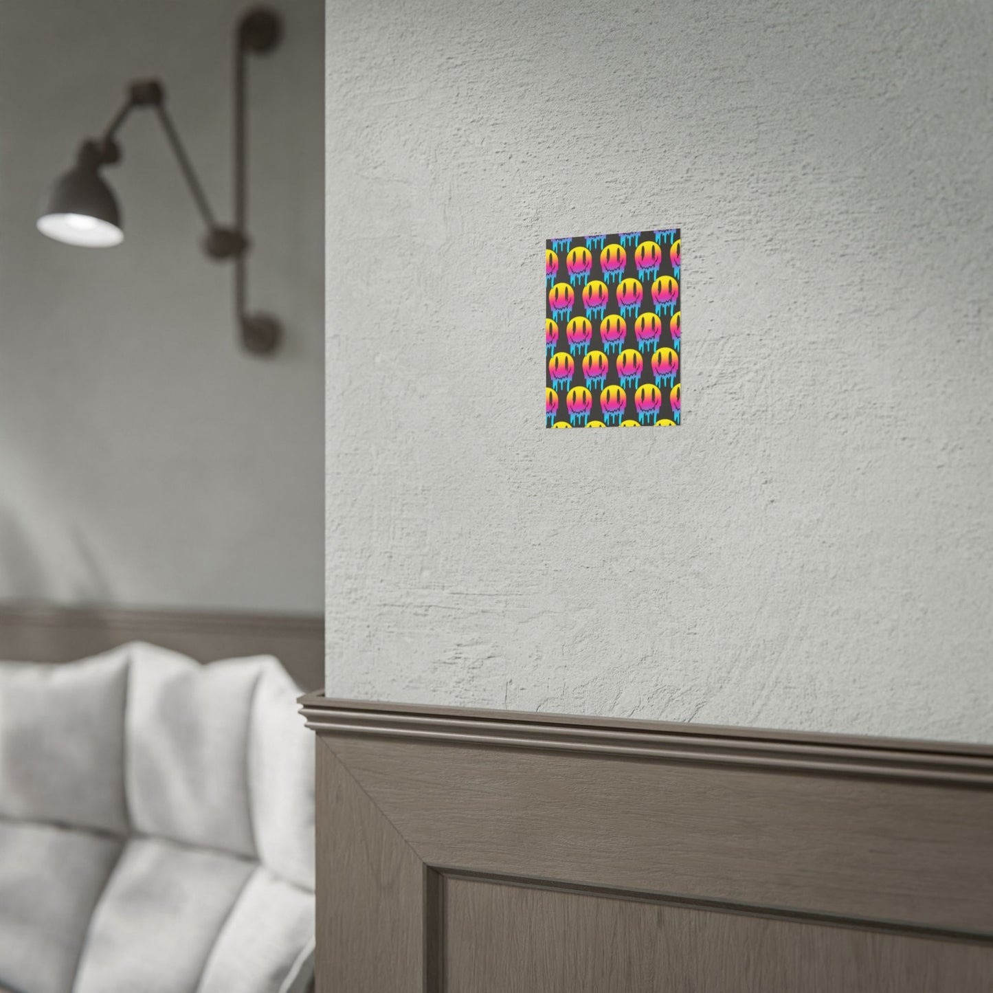 Neon Drip Smiley Poster
