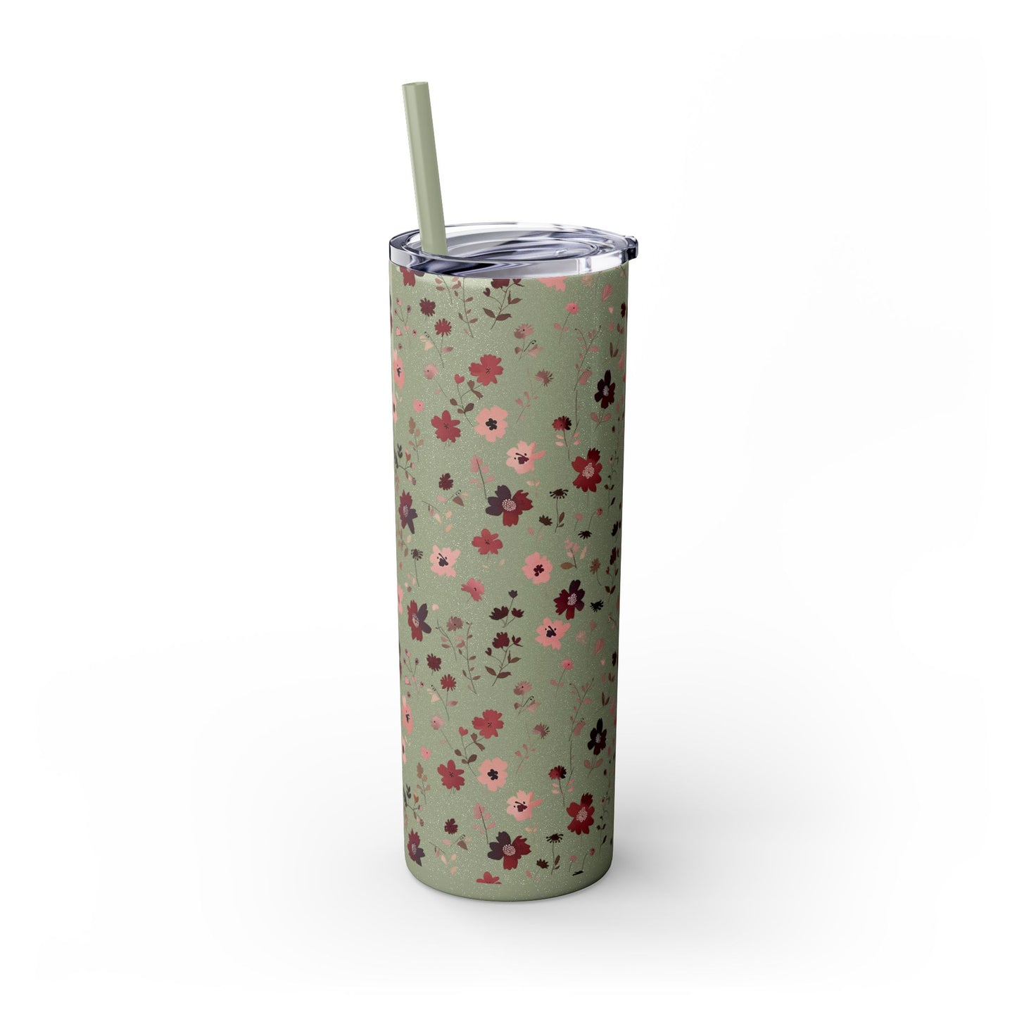 Floral Skinny Tumbler 20oz – Pink Blossom Straw Cup