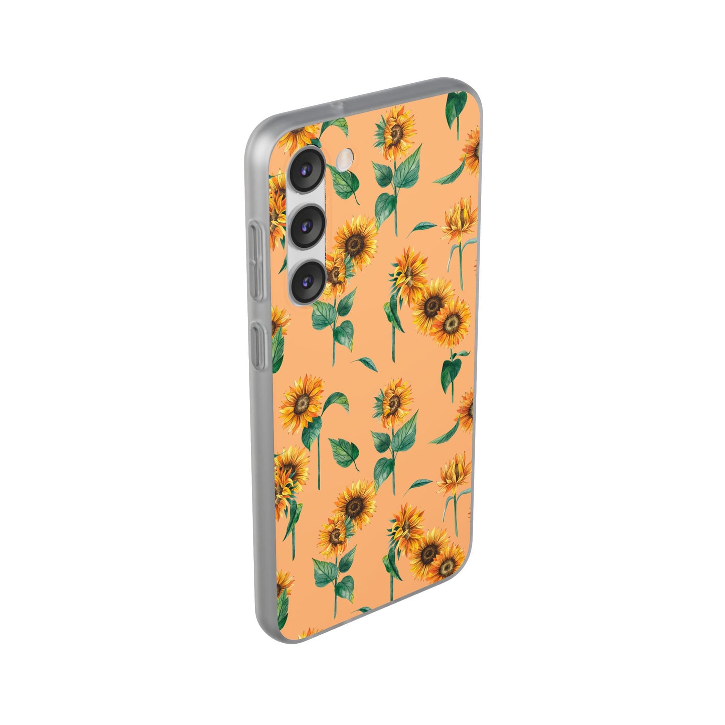Sunflower Pattern Phone Case — Floral Peach Slim Flexi Case