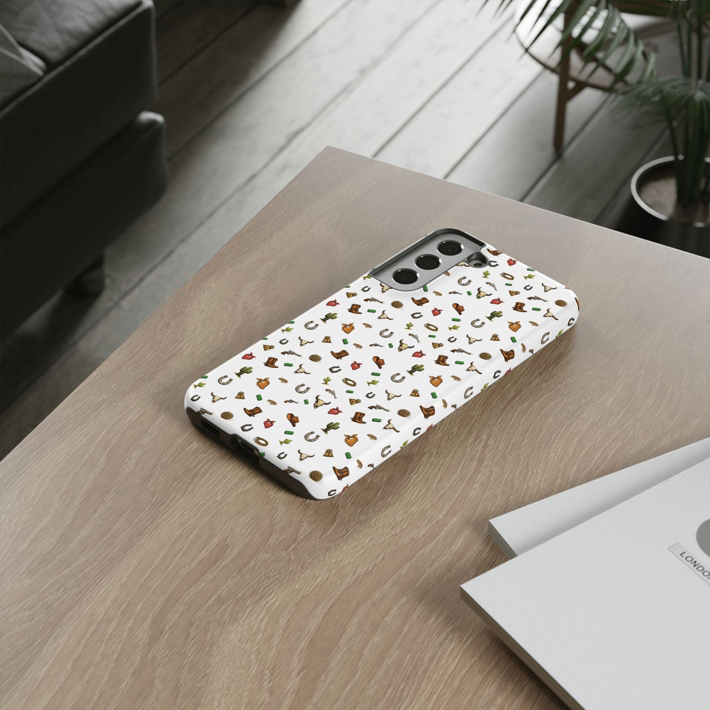 Western Pattern Phone Case — Cowboy Boots, Hats, Horseshoes & Cactus Tough Case