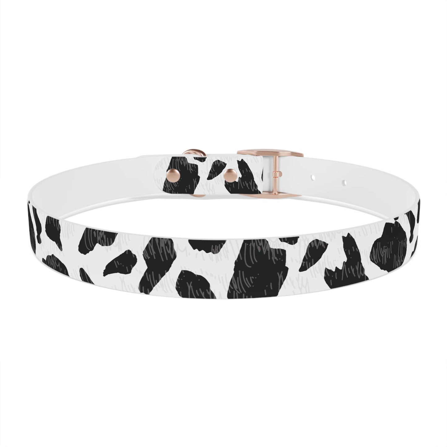 Cow Print Dog Collar — Black & White Spot Pattern