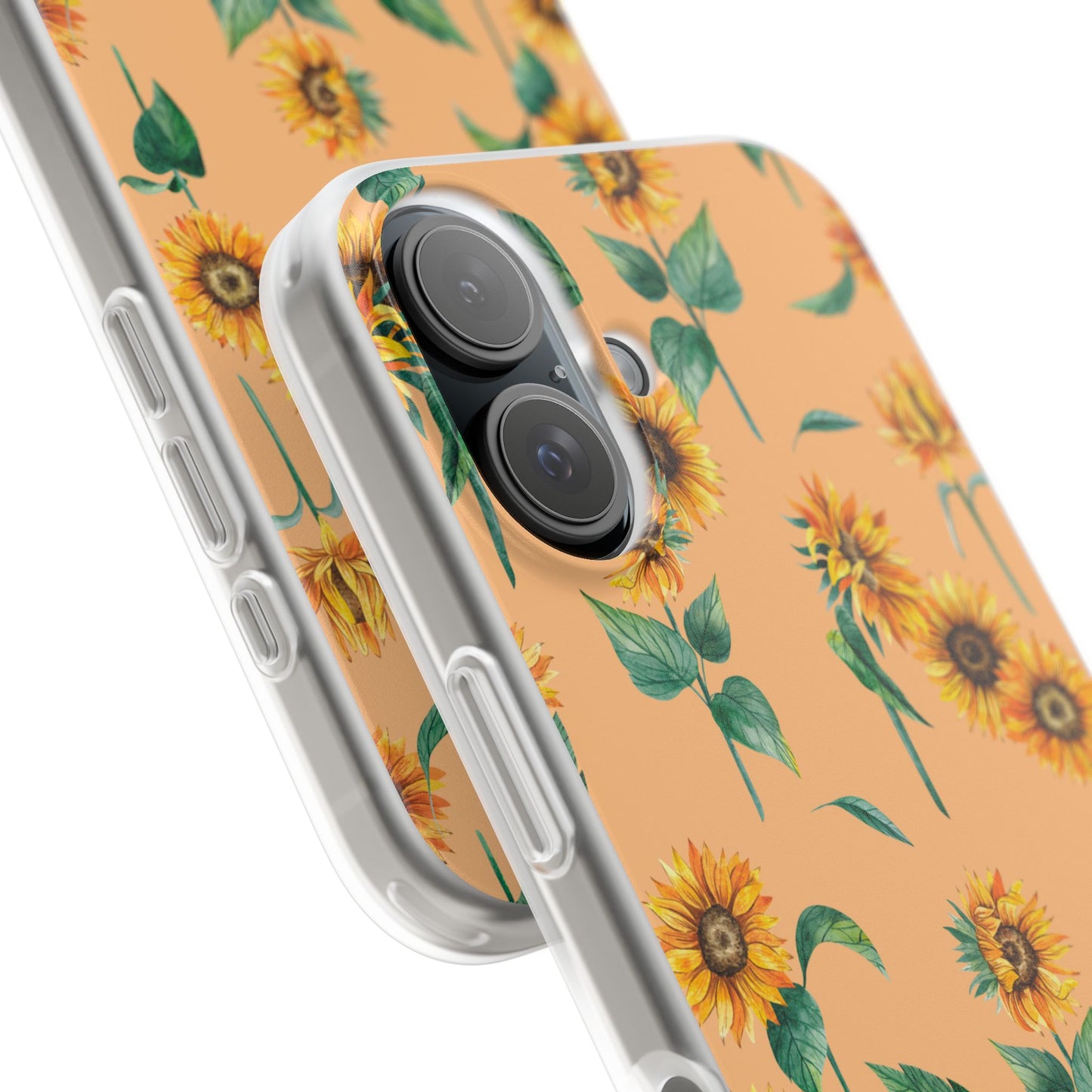 Sunflower Pattern Flexi Case — Floral Phone Case on Peach Background