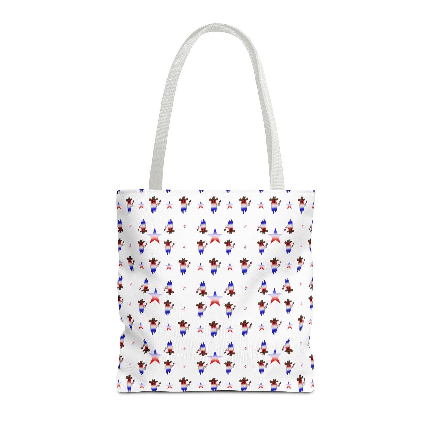 Patriotic Ghost Pattern Tote Bag – Red White Blue All-Over Print
