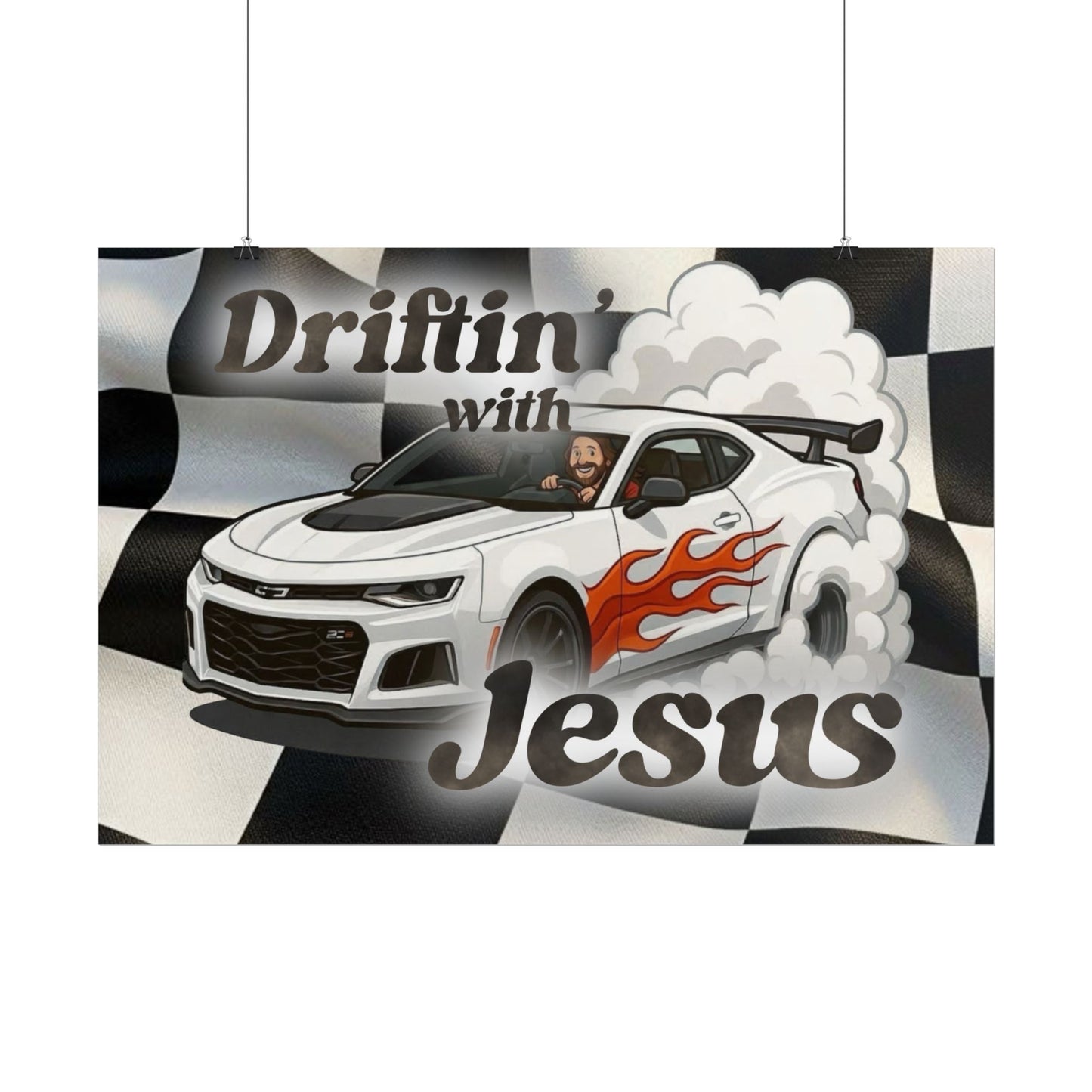 Rolled Poster — "Driftin' with Jesus" Racing Car Wall Art