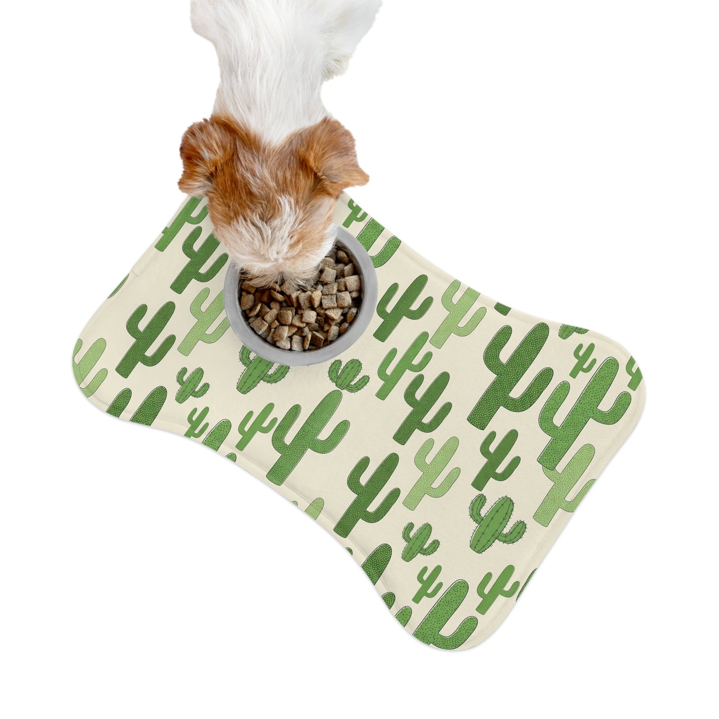 Cactus Pattern Pet Feeding Mat — Non-Slip Dog & Cat Bowl Placemat