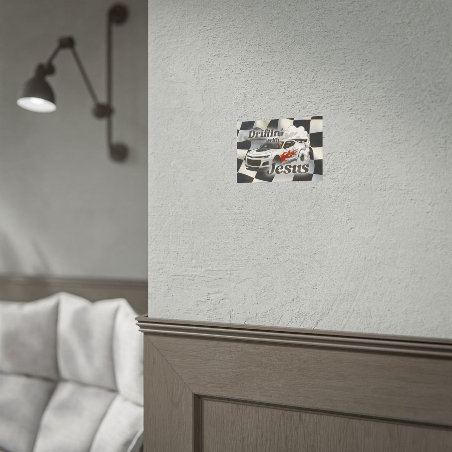 Rolled Poster — "Driftin' with Jesus" Racing Car Wall Art