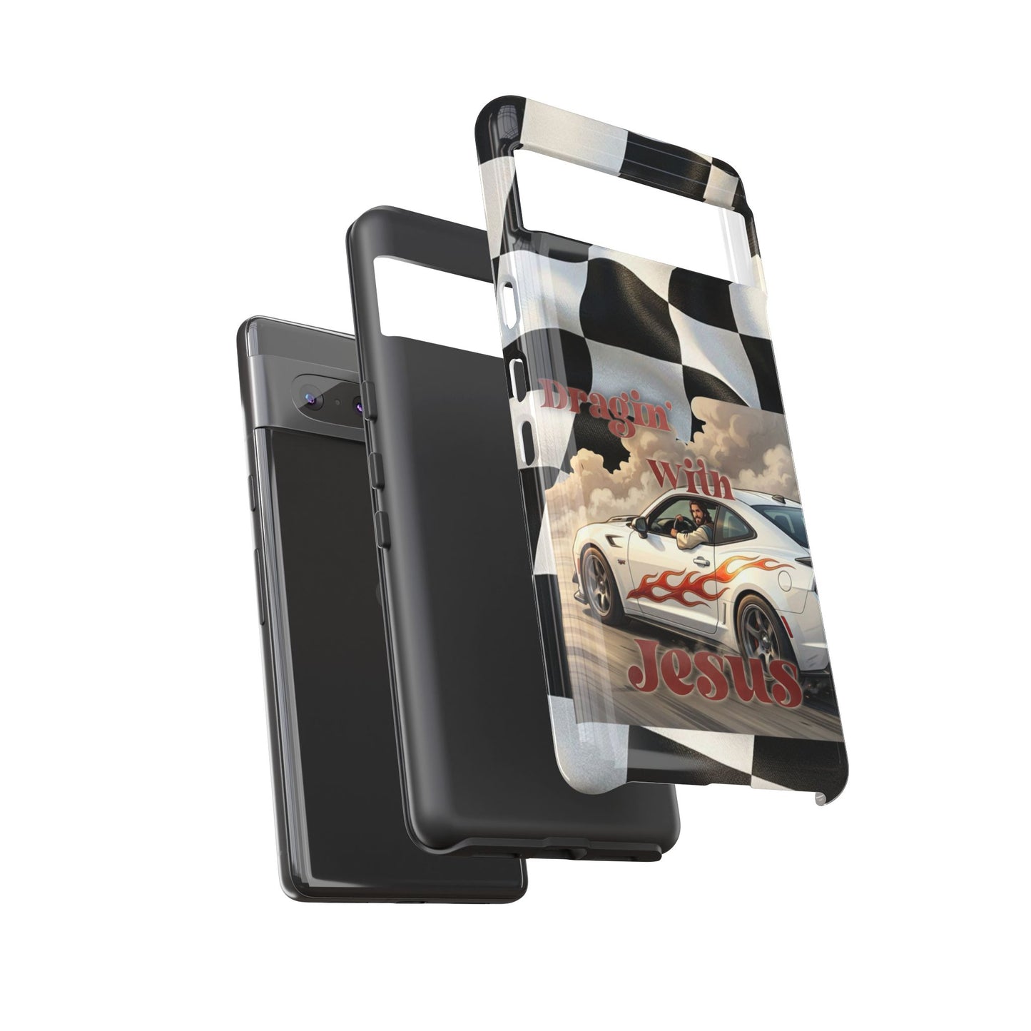 Phone Case — "Dragin' With Jesus" Racing Checkered flag - Samsung / Google phones