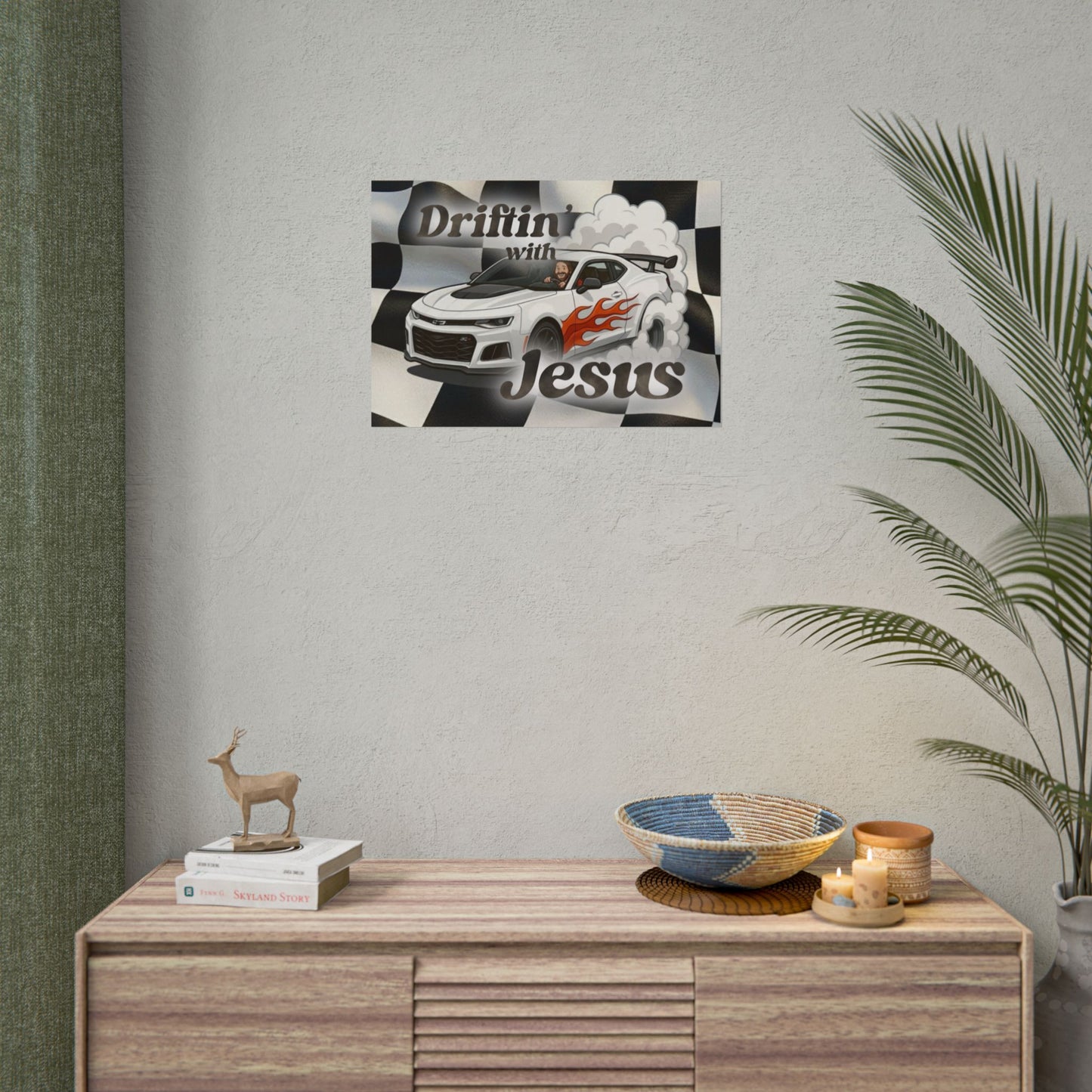 Rolled Poster — "Driftin' with Jesus" Racing Car Wall Art