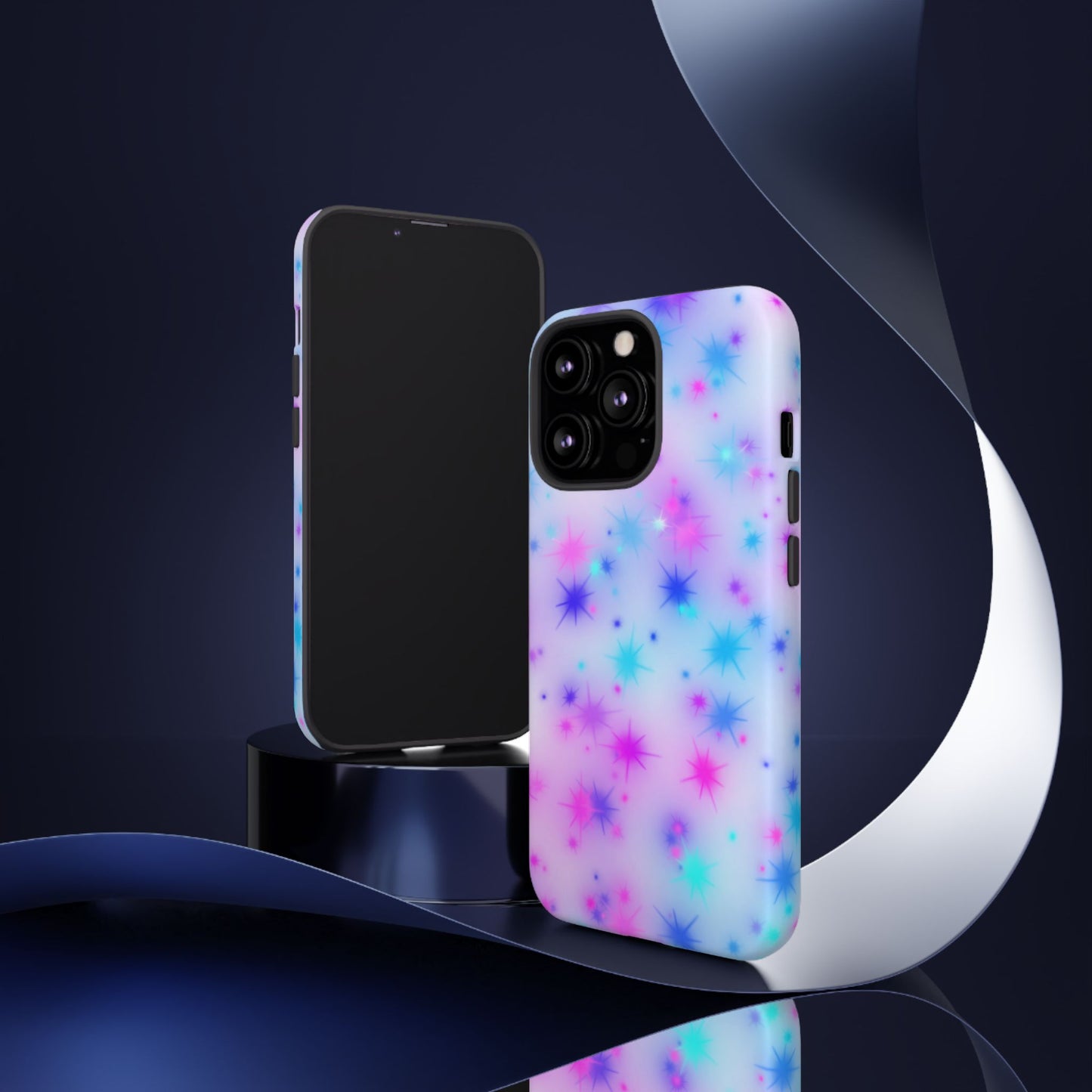 Galaxy Starburst Tough Phone Case — Pastel Pink & Blue Sparkle Protective Cover