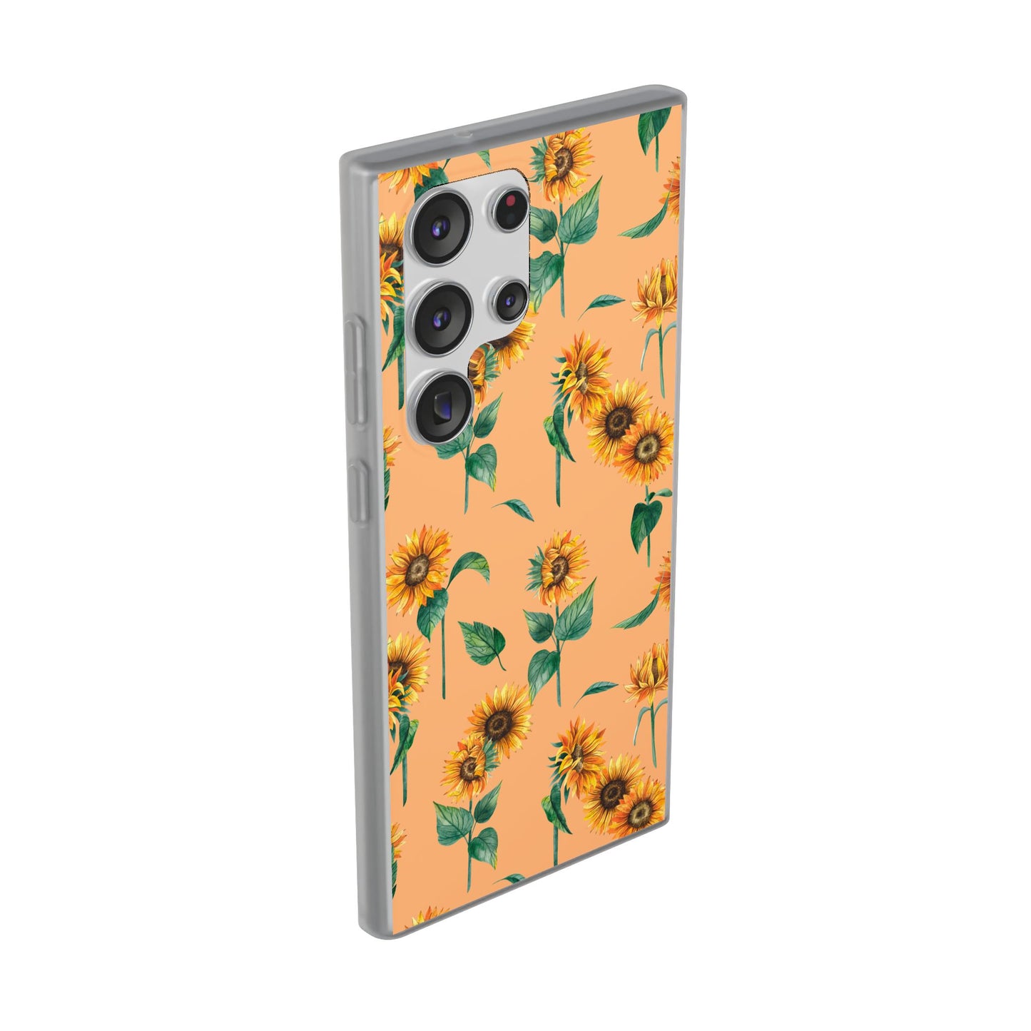 Sunflower Pattern Phone Case — Floral Peach Slim Flexi Case